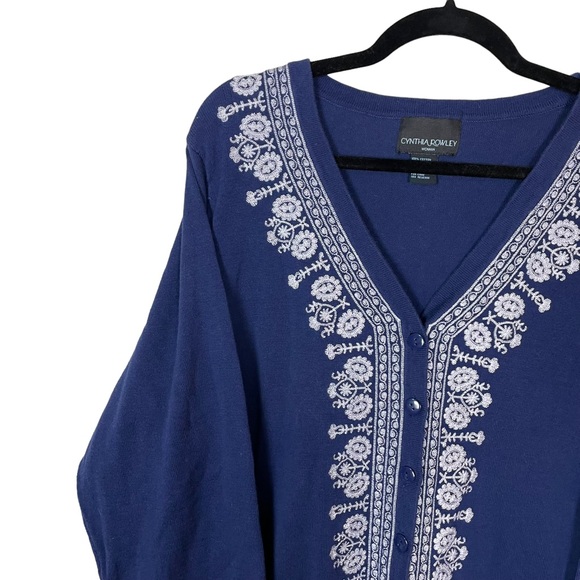 Cynthia Rowley Woman Ornate Heavily Embroidered Button Down Cotton Cardigan 3XL - Picture 7 of 16